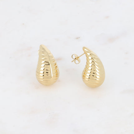 Boucles puces - goutte effet strié 14x26mm