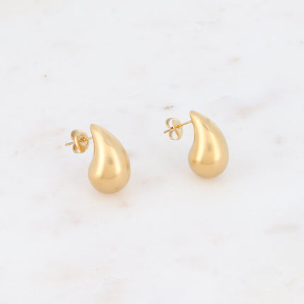 Stud earrings - teardrop with a brushed matte effect, 12x20mm