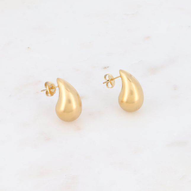 Boucles puces - goutte effet mat brossé 12x20mm