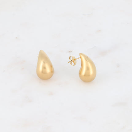 Stud earrings - teardrop with a brushed matte effect, 12x20mm