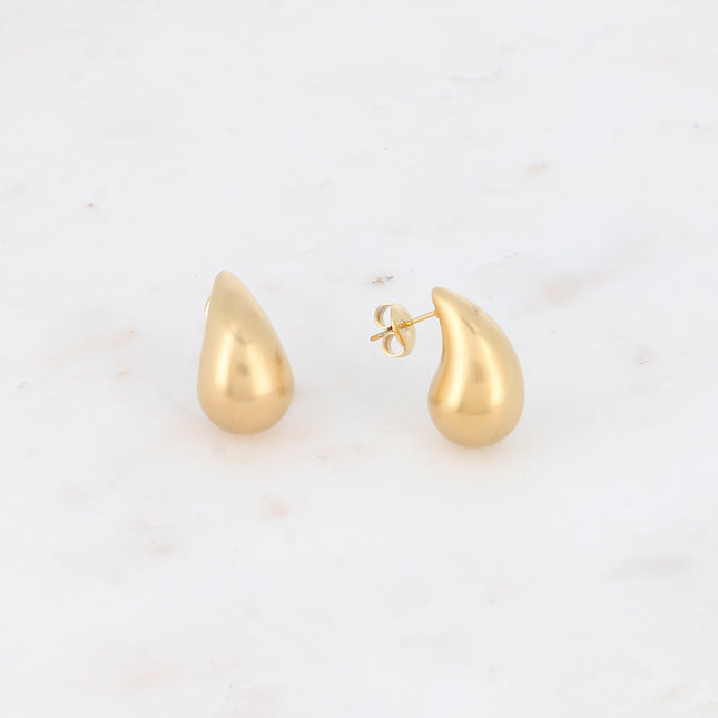 Boucles puces - goutte effet mat brossé 12x20mm