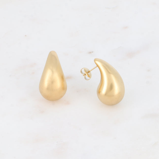 Boucles puces - goutte effet mat brossé 17x30mm