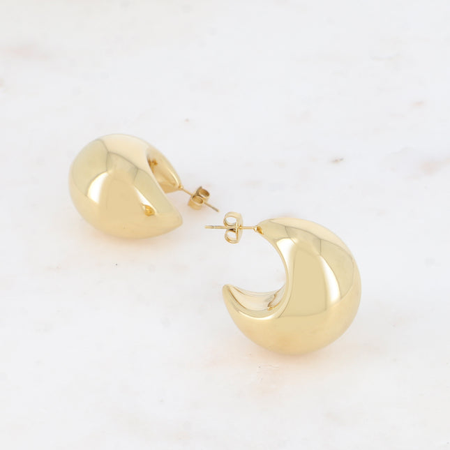 Creole earrings - crescent moon ring 30x30mm