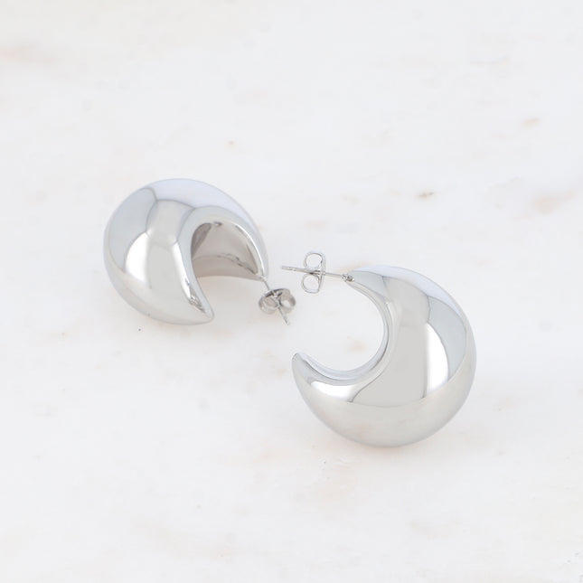 Creole earrings - crescent moon ring 30x30mm