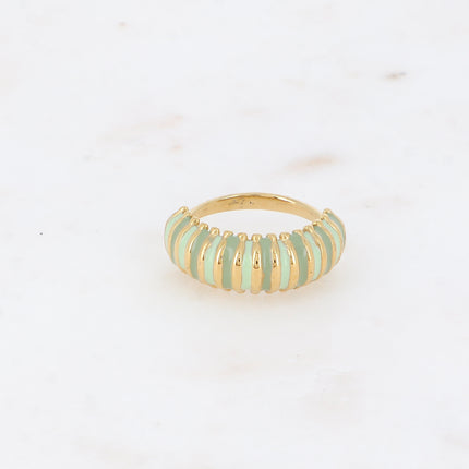 Bague - anneau large strié avec émail