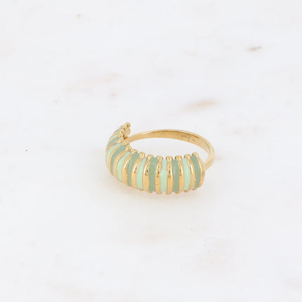 Bague - anneau large strié avec émail