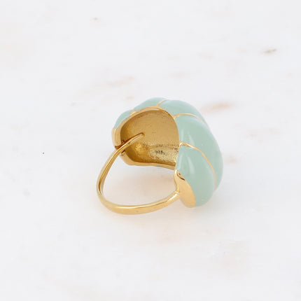 Bague - forme bombée effet coquillage avec émail