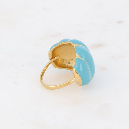 Bague - forme bombée effet coquillage avec émail