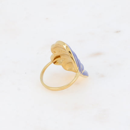 Bague Regina - forme plate effet coquillage avec émail sur le côté