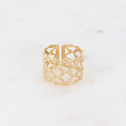 Bague large - anneau quadrillé ajouré