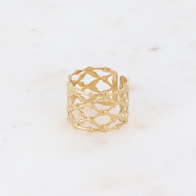 Wide ring - openwork grid pattern