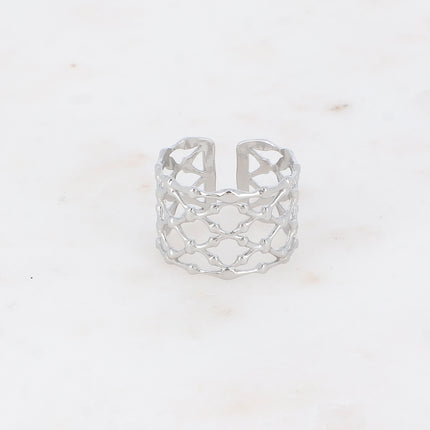 Bague large - anneau quadrillé ajouré