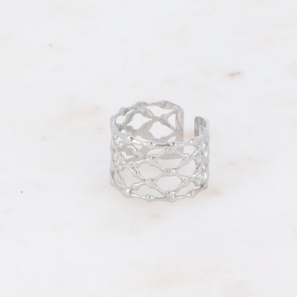 Bague large - anneau quadrillé ajouré