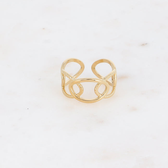 Ring - openwork ovals, smooth and braided