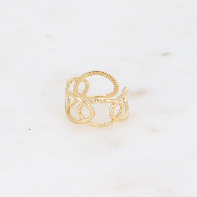 Ring - openwork ovals, smooth and braided