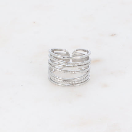 Bague large Esméralda - 7 anneaux entrelacés, lisses et texturés