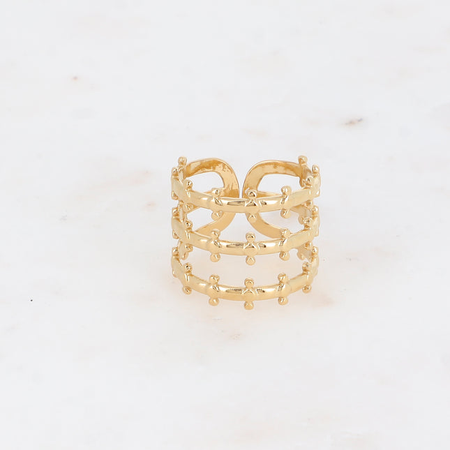 Kailani wide ring - 3 rows, small beads