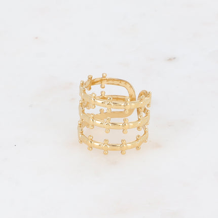 Bague large Kailani - 3 rangs, petites boules