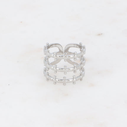 Bague large Kailani - 3 rangs, petites boules