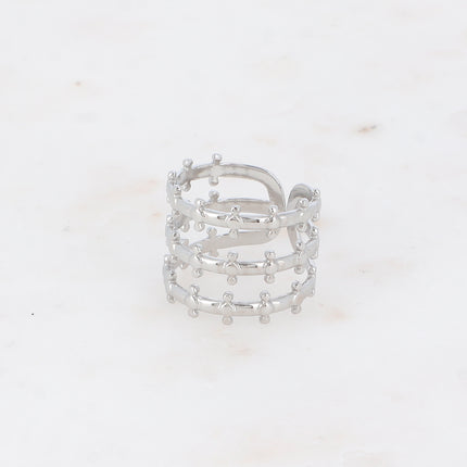 Bague large Kailani - 3 rangs, petites boules