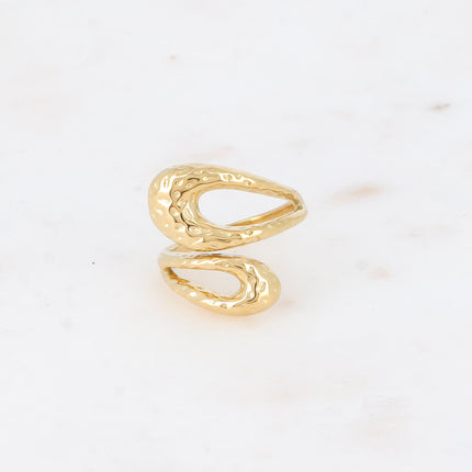 Bague large ouverte - formes ajourées et martelées