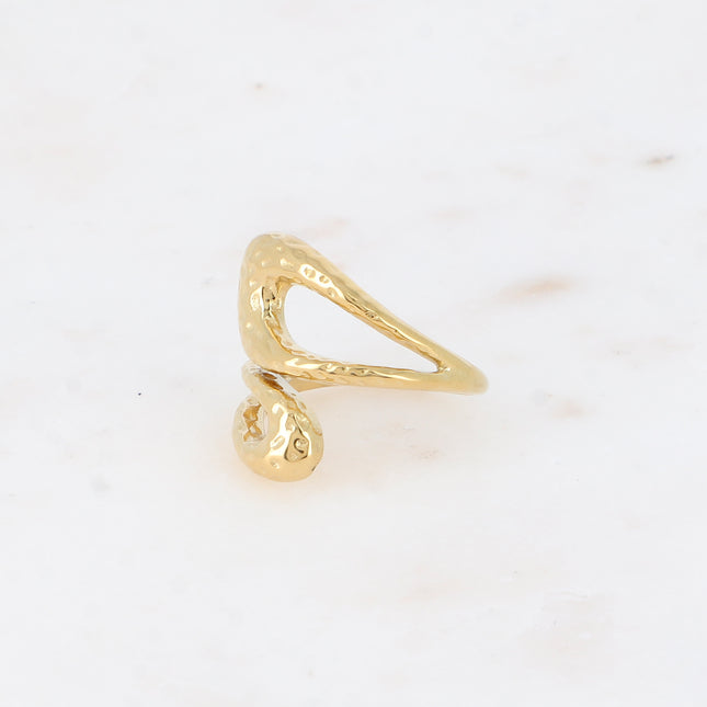 Bague large ouverte - formes ajourées et martelées