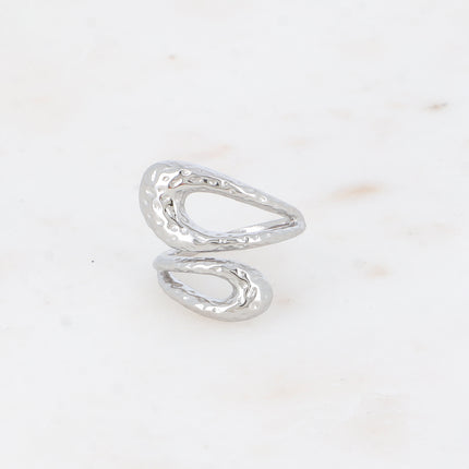 Bague large ouverte - formes ajourées et martelées