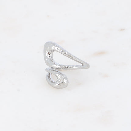 Bague large ouverte - formes ajourées et martelées