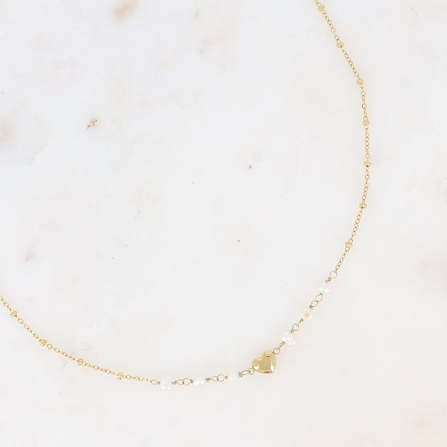 Collier - coeur et perles d'eau douce