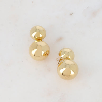 Dangle earrings - half ball and smooth mirror-finish dangle ball