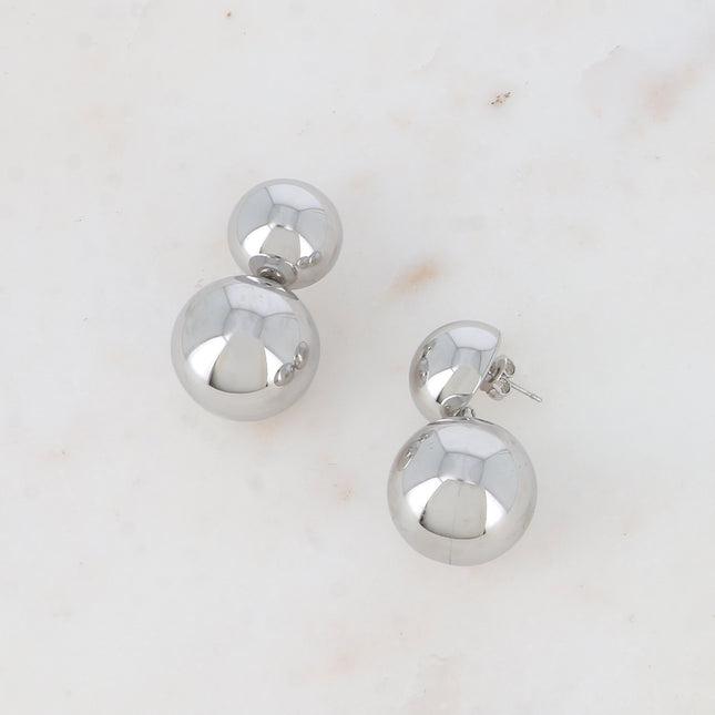 Boucles pendantes - demi boule et boule pendante lisse miroir