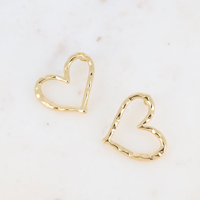 Boucles puces - coeur martelé ajouré