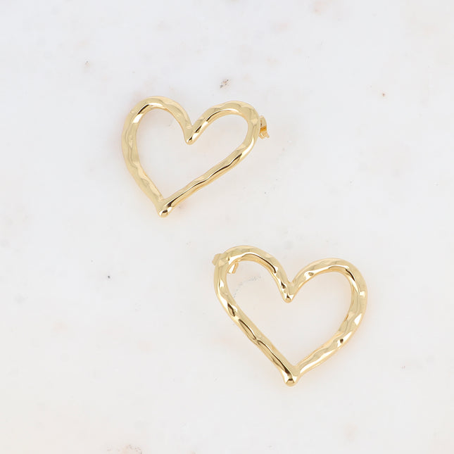 Boucles puces - coeur martelé ajouré
