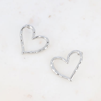 Boucles puces - coeur martelé ajouré
