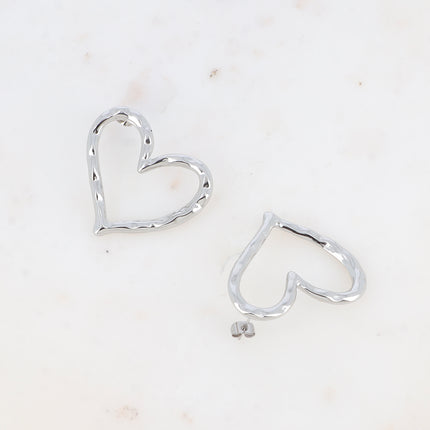 Boucles puces - coeur martelé ajouré