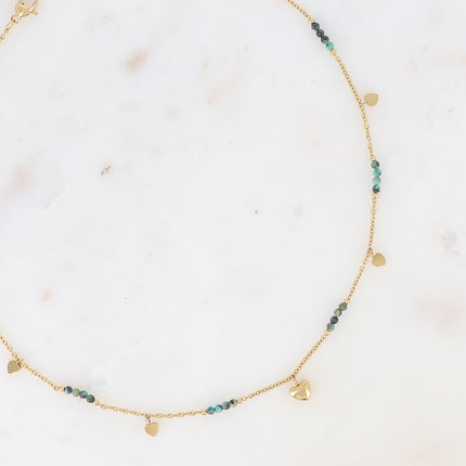 Collier Daphnéa - pampilles coeurs et pierres naturelles