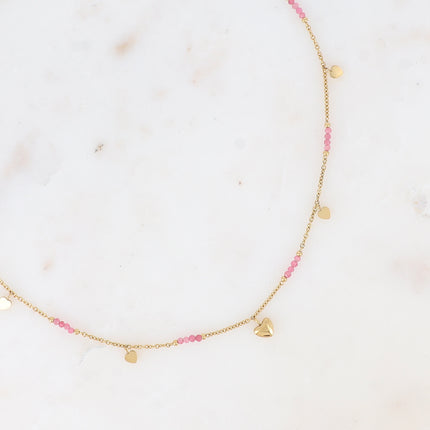Collier Daphnéa - pampilles coeurs et pierres naturelles