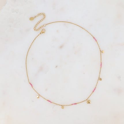 Collier Daphnéa - pampilles coeurs et pierres naturelles