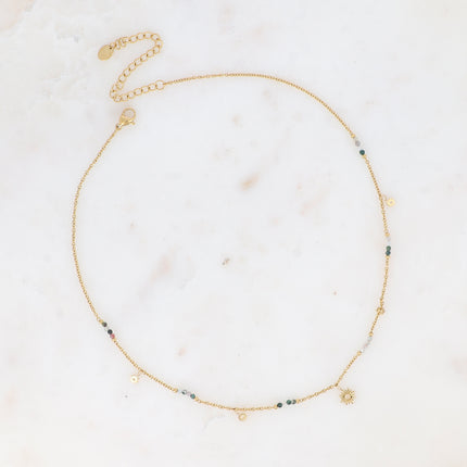 Collier Thémia - pampilles soleil et pierres naturelles