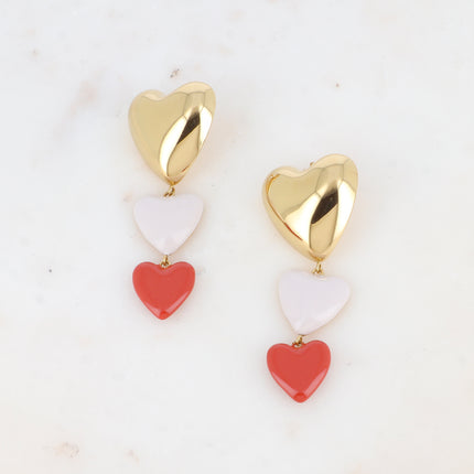 Valenciana drop earrings - 3 hearts and enamel