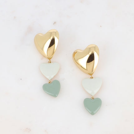 Valenciana drop earrings - 3 hearts and enamel