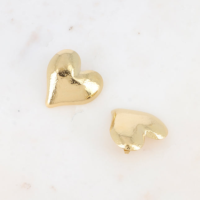 Boucles puces - grand coeur martelé 37x37mm