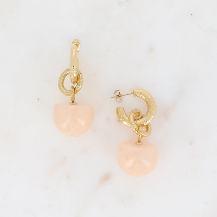 Boucles pendantes Perrine - anneaux martelés et acétate