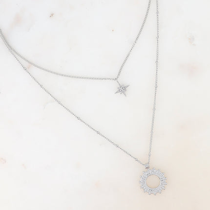 Collier multirangs - 2 rangs, étoile et soleil