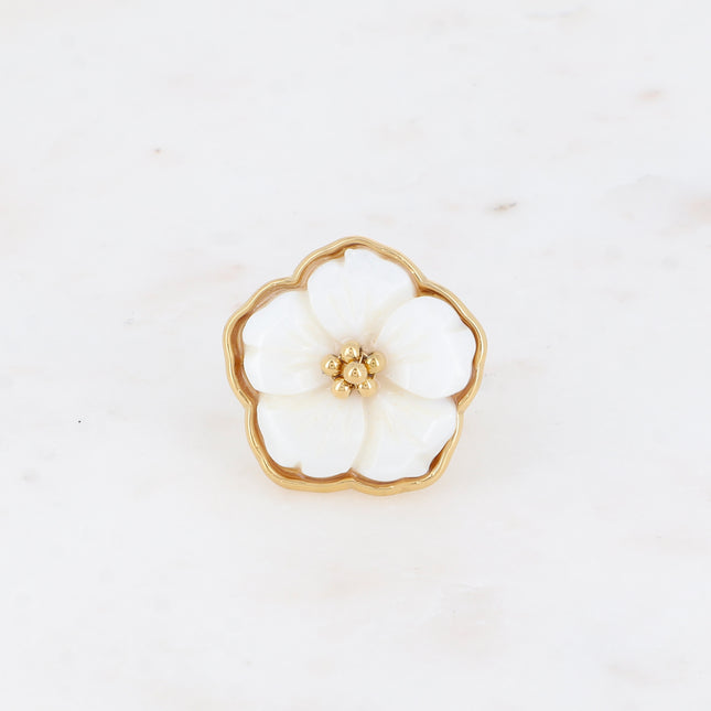 Bague - grande fleur nacrée 26mm
