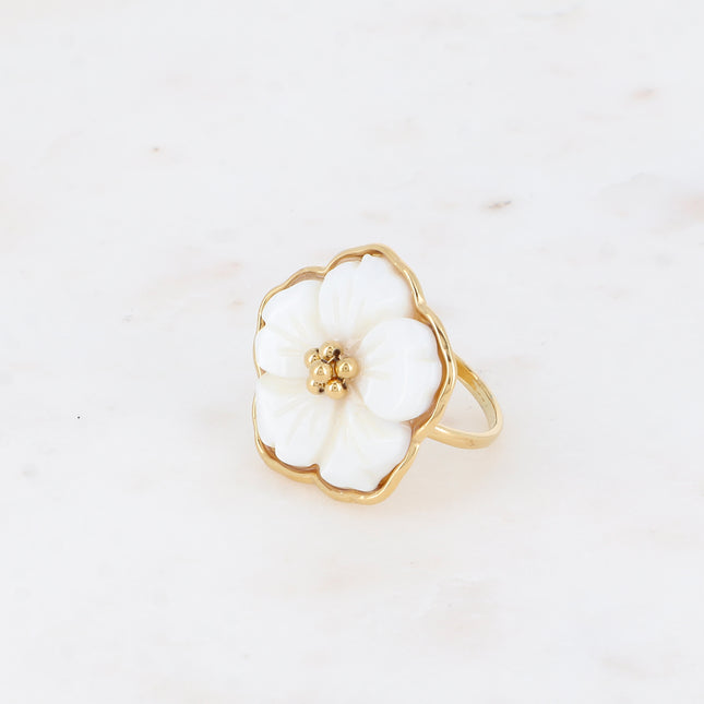 Bague - grande fleur nacrée 26mm