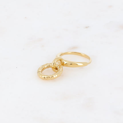 Bague pampille - anneau rond martelé