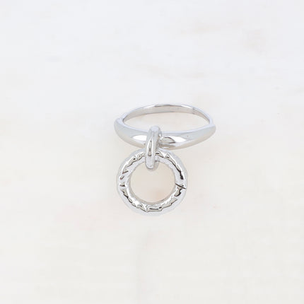 Bague pampille - anneau rond martelé