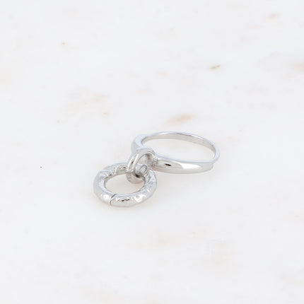 Bague pampille - anneau rond martelé