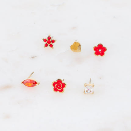 Set de 6 puces - fleurs, coeur, cristaux
